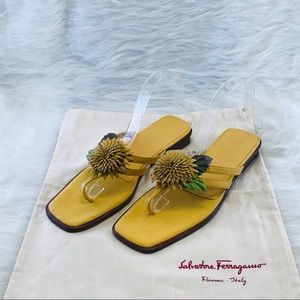 FERRAGAMO Sunflower Thong Sandals Yellow